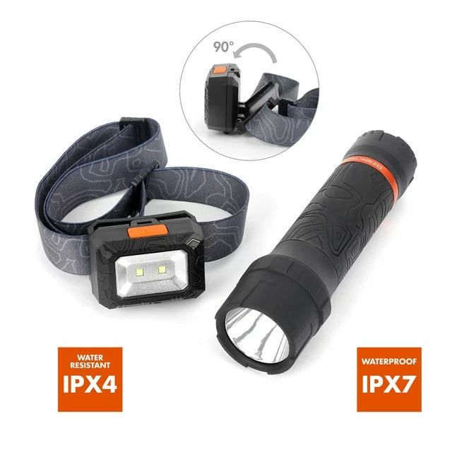 Ozark Trail LED 300 Lumens Headlamp with 500 Lumen Flashlight (Batteries Included)