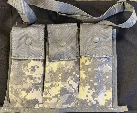 2 Pack - Military Issued 6 Magazine Pouch with Sling (Bandoleer) - ACU- Excellent Condition