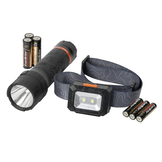 Ozark Trail LED 300 Lumens Headlamp with 500 Lumen Flashlight (Batteries Included)